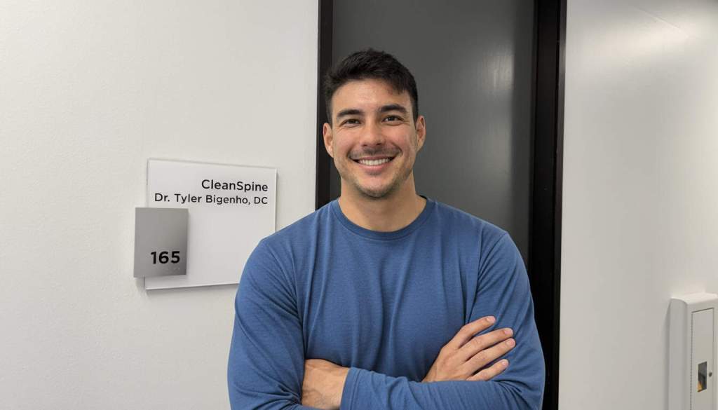 Dr Tyler Bigenho standing in front of CleanSpine office